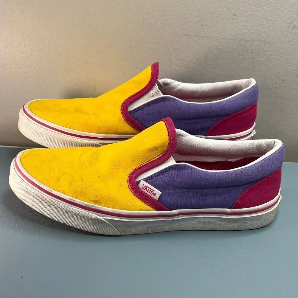 Vibrant Yellow and Purple Slip-On Shoes Juniors 6.5=W8
